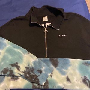 PINK/Victoria’s Secret Tie Dye Half- Zip Crewneck, Size XL